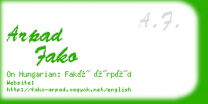 arpad fako business card